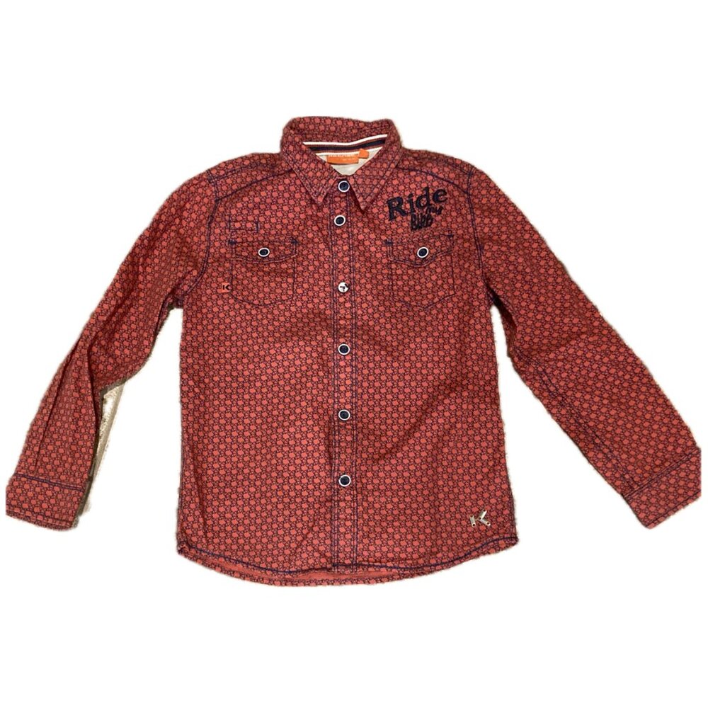Ketnet red button-front shirt w/blue bicycles￼￼